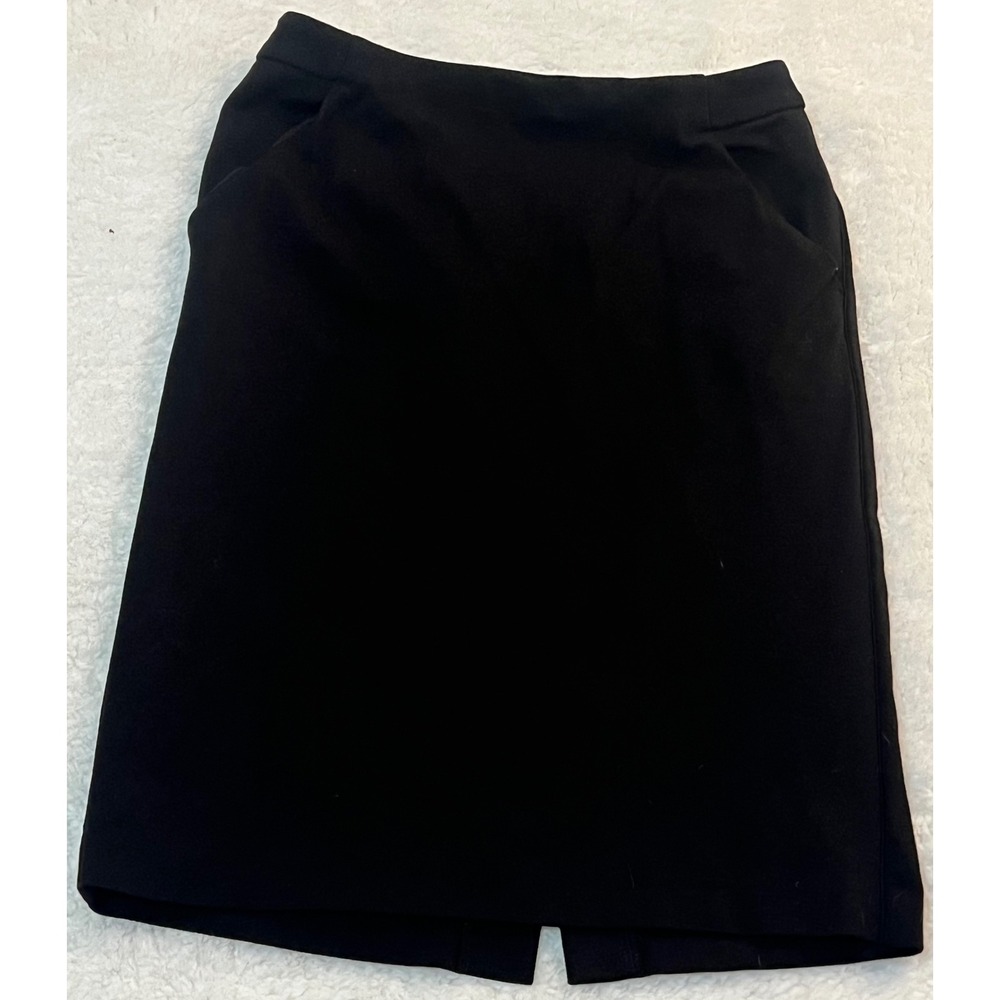 A New Day Womens Black High Waisted Pencil Skirt Side Pockets Back Zip Size 2